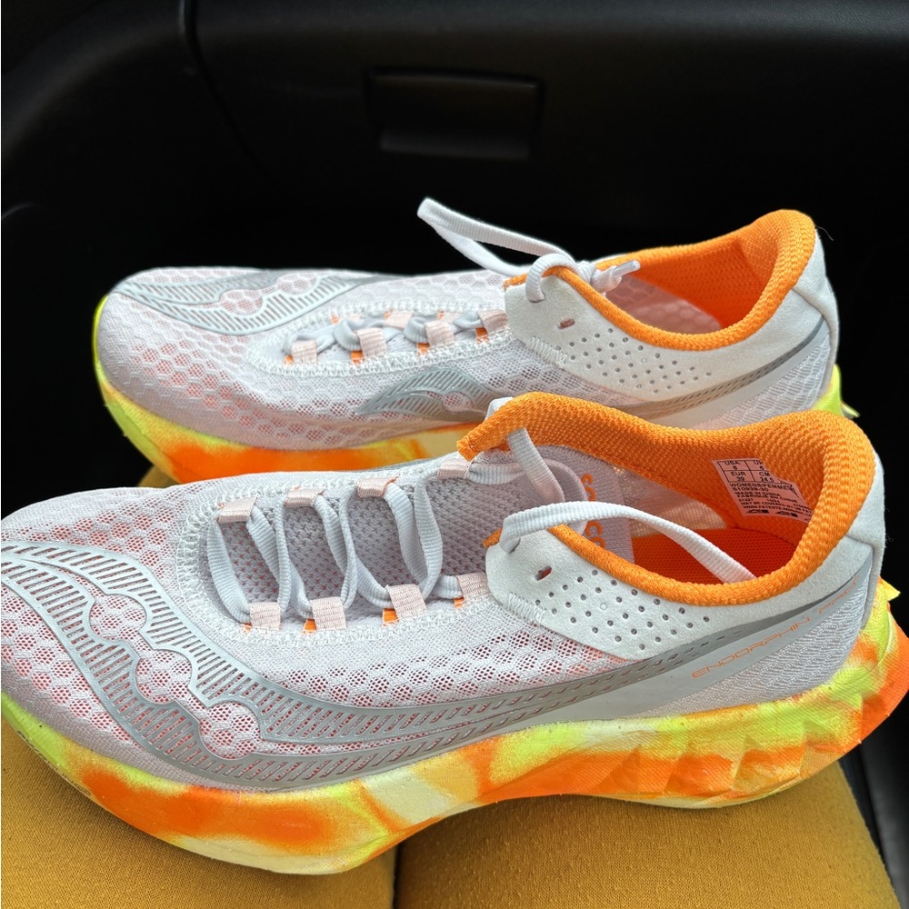 Saucony Endorphin Pro Women's White and Orange Running Shoes